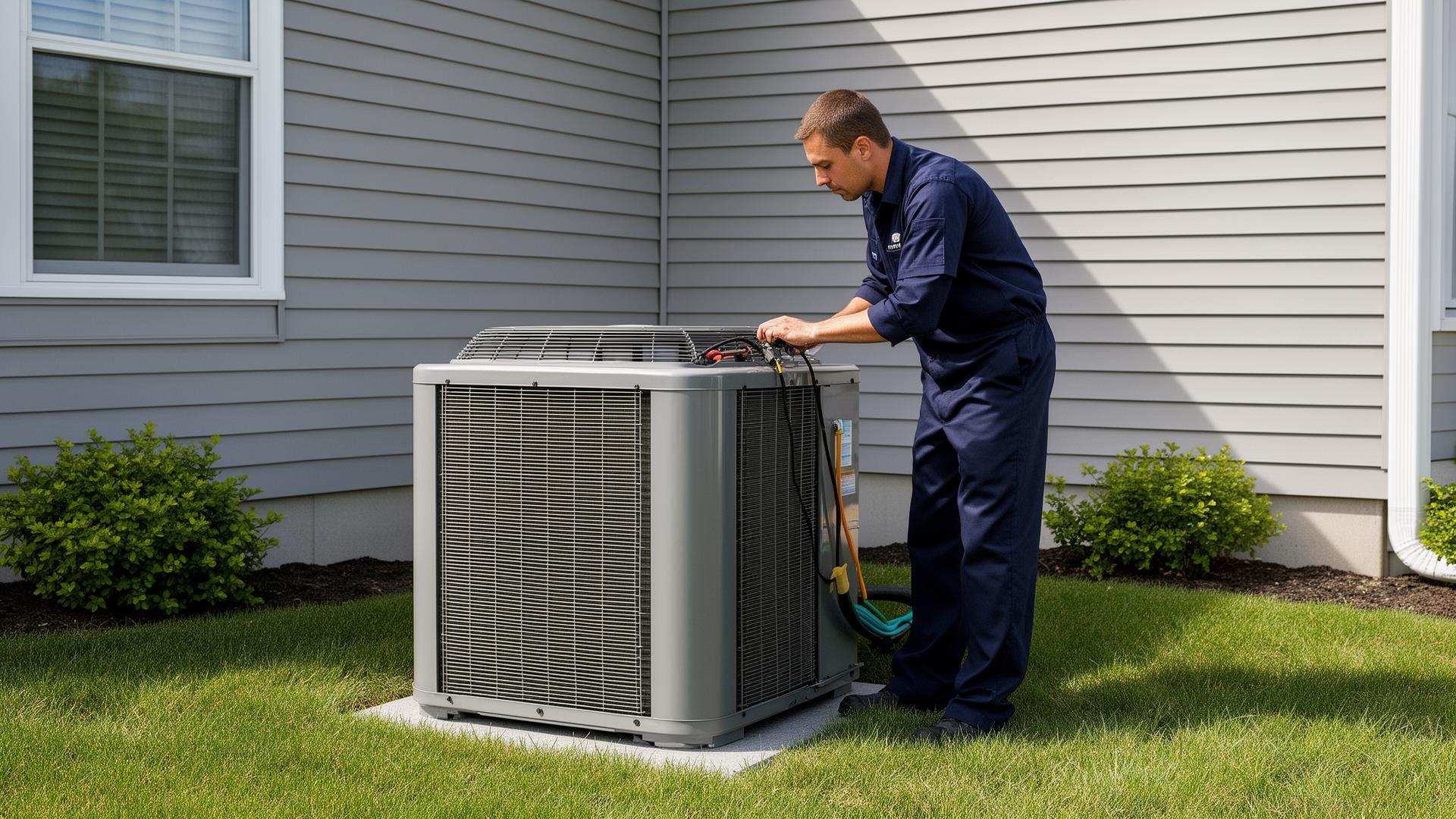 AC Installation on Long Island — licensed HVAC technician on the job