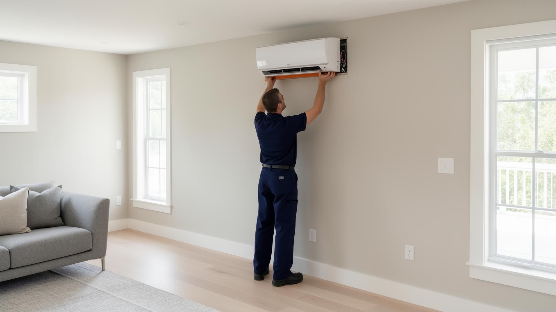Long Island mini-splits — licensed technician on the job